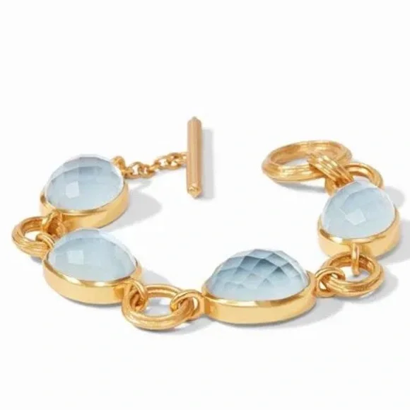 Julie Vos NWT authentic luxury minimalist Iridescent Chalcedony Blue Bracelet - Picture 1 of 17